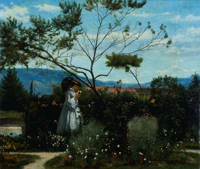 من بين الزهور في الحديقة ، لسيلفسترو ليغا (1826-1895). بواسطة سيلفسترو ليجا