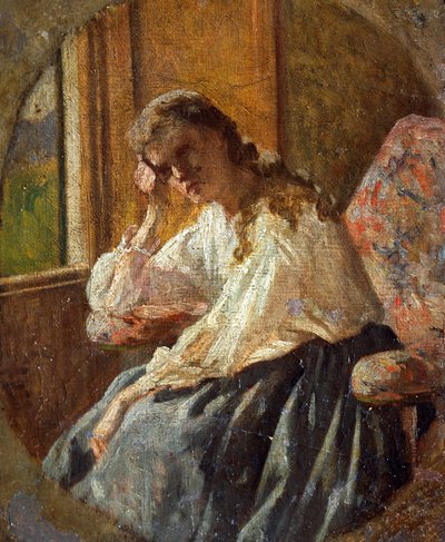 دراسة الشكل الأنثوي ، بواسطة Silvestro Lega (1826-1895) ، تفاصيل ثلاثية بواسطة سيلفسترو ليجا