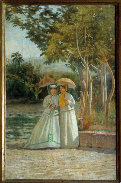 المشي في الحديقة لوحة لسيلفسترو ليجا (18126-1895) فلورنسا القرن التاسع عشر ، متحف الفن الحديث بواسطة سيلفسترو ليجا
