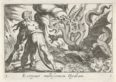 هرقل يقاتل ليرنا Hydra Extinguit multiforms Hydram (العنوان على الكائن) مواضيع هرقل (عنوان السلسلة) بواسطة انطونيو تمبيستا