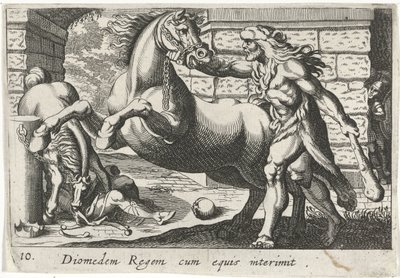 التقى هرقل مع باردين فان ديوميديس Diomedes Regent with Horses (العنوان على الكائن) موضوع Herculische (عنوان السلسلة) بواسطة انطونيو تمبيستا