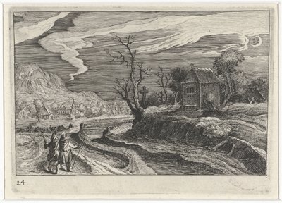 المناظر الطبيعية في الليل مناظر أوروبا الجنوبية (عنوان السلسلة) Topographia variarum regionum (عنوان السلسلة) بواسطة هندريك هونديوس (الأول)
