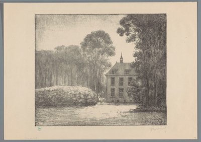 منظر لمنزل مزرعة في ملكية De Raephorst Raephorst (العنوان الأصلي) العقارات القديمة حول لاهاي (العنوان الأصلي للمسلسل) بواسطة سيمون مولين (توقيع الفنان)