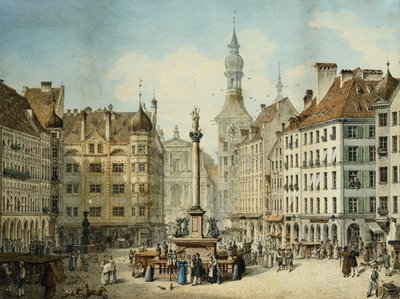 The Schrannenplatz ، ميونيخ ، 1835 بواسطة سيمون كواجليو