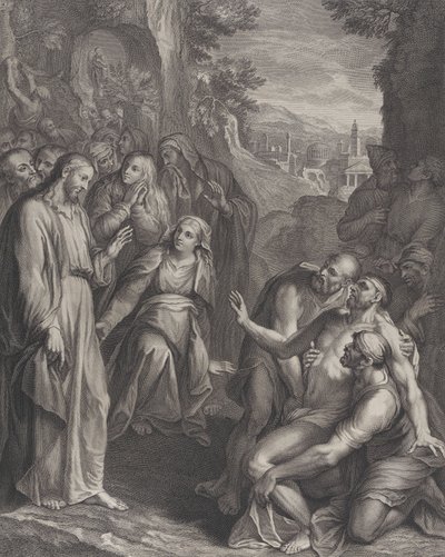 إقامة لعازر ، مع وقوف المسيح إلى اليسار ، كاليفورنيا. 1729. بواسطة سيمون فالي