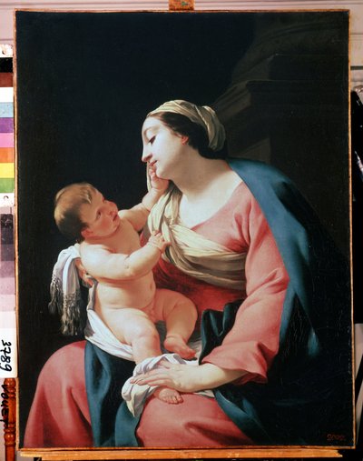 العذراء والطفل (العذراء والطفل). لوحة لسيمون فويت (1590-1649). زيت على قماش ، 99.1 × 76.5 سم ، أوائل القرن السابع عشر. المدرسة الفرنسية ، فن الباروك. متحف هيرميتاج ، سانت بطرسبرغ. بواسطة سيمون فويت