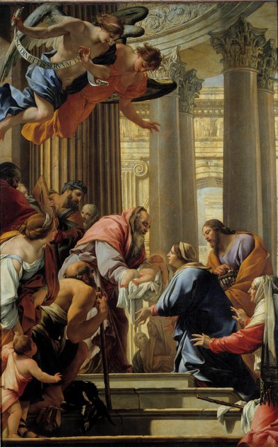 عرض تقديمي في لوحة المعبد لسيمون فويت (1590-1649) شمس القرن السابع عشر. 3،93x2،5 م بواسطة سيمون فويت