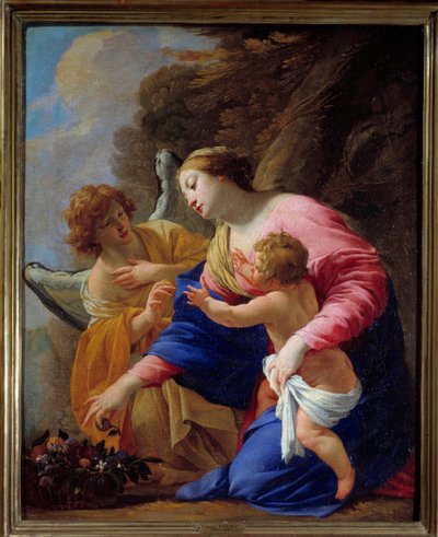 العذراء والملاك لوحة لسيمون فويت (1590-1649) 1641 صن. 0،77x0،62 م متحف كاين للفنون الجميلة بواسطة سيمون فويت