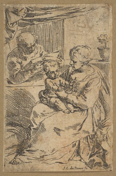 العائلة المقدسة مع مسبحة ، كاليفورنيا. 1640-1642. بواسطة سيمون كانتاريني