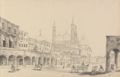 ألبوم يضم 30 منظرًا في تيرول وإيطاليا: كنيسة القديس أنطونيو - بادوفا 3 نوفمبر 1840 بواسطة السير تشارلز دي أويلي