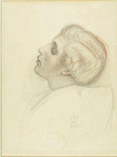 دراسة لرأس العاشق المنقذ في هروب الزنديق بواسطة Sir John Everett Millais