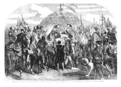 اجتماع هنري الثامن وفرانسيس الأول في Ardres - حقل قماش الذهب ، 1520 ، 1855 بواسطة السير جون جيلبرت