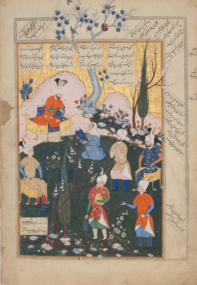 ولادة زال ، فوليو من كتاب شاهنامه للملوك ، 1576-77. بواسطة سيافوش