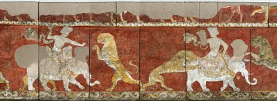 Sogdia - Sogdiana - Sogdian Art: لوحة جدارية من القاعة الحمراء للقصر في فاراخشا. شظية. فريسكو ، القرنين السابع والثامن ، متحف الإرميتاج ، سانت بطرسبرغ بواسطة Sogdian Sogdian