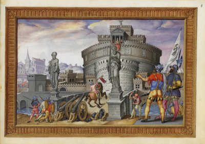 أضف 33733 f.8 رسمًا توضيحيًا من "انتصارات تشارلز الخامس" ، حوالي 1556-75 (قلم وحبر مع ألوان مائية على ورق برشمان) بواسطة المدرسة الاسبانية
