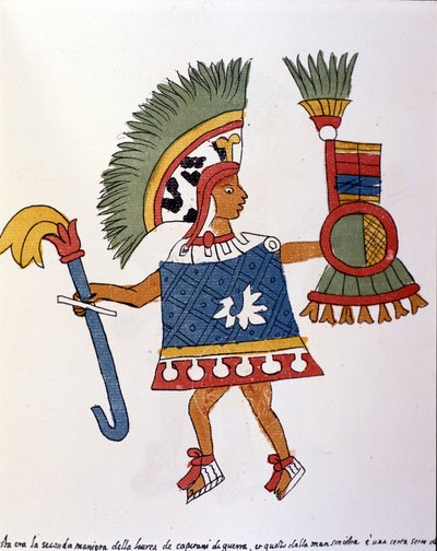 محارب الأزتك في Codex Vaticanus 3738 (Codex Vat. Rios). نسخة طبق الأصل من مخطوطة الدومينيكان بيدرو دي لوس ريوس ، بين 1570 و 1589 ، بببل. الفاتيكان. بواسطة المدرسة الاسبانية