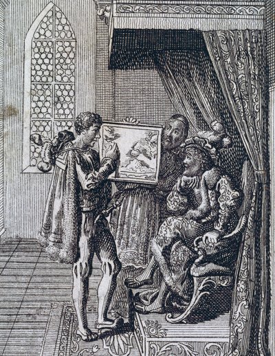 Christopher Columbus offering his services to the King of Portugal بواسطة المدرسة الاسبانية