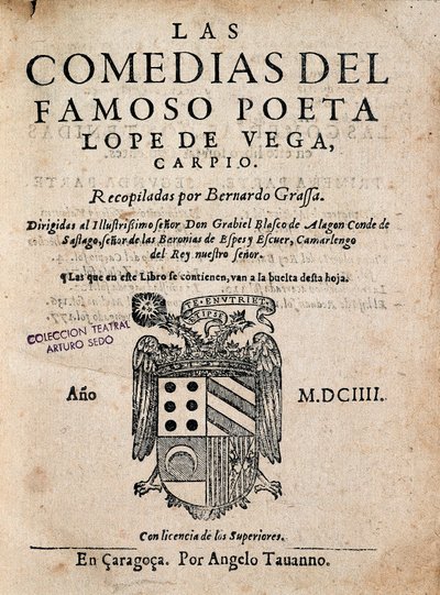 غلاف لاس كوميداس ديل بويتا الشهير لوبي دي فيغا ، بقلم فيليكس لوبي دي فيجا كاربيو (1562-1635) ، طبعة 1604 (دراسة مطبوعة) بواسطة المدرسة الاسبانية