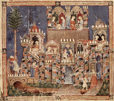 Fol.13v الألعاب وترفيه أحصنة طروادة ، من Codex Benito Santa Mora بواسطة المدرسة الاسبانية