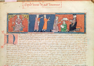 أدى غيوم جوبرت اليمين أمام الملك جيمس الأول (1207-76) من مايوركا ، من Capbreu de Clayra et de Millas ، 1292 بواسطة المدرسة الاسبانية