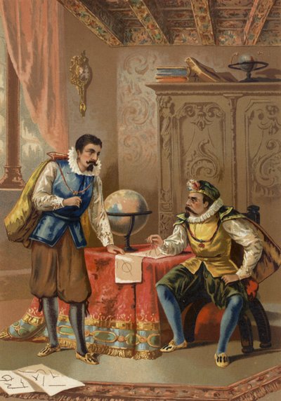 يوهانس كيبلر وتيكو براهي في مرصد براغ ، c1600 بواسطة المدرسة الاسبانية
