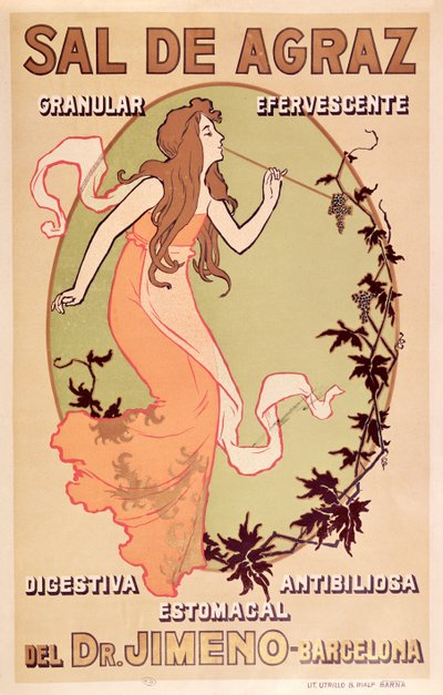 إعلان صيدلاني للدكتور Jimeno Sal de Agraz ، c.1900 بواسطة المدرسة الاسبانية