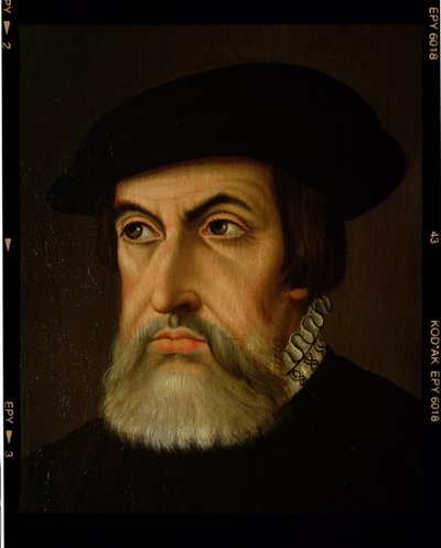 صورة هرنان كورتيس (1485-1547) (زيت على قماش) بواسطة المدرسة الاسبانية