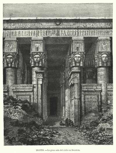 معبد حتحور ، دندرة ، مصر (ليثو) بواسطة المدرسة الاسبانية
