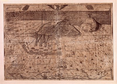 رفع كاتالونيا أو حرب الحاصدين (1640-1659) مقر برشلونة بحرا وبرا من قبل قوات فيليب الرابع ملك إسبانيا (1605-1665). نقش 1652. متحف تاريخ المدينة ، برشلونة. بواسطة المدرسة الاسبانية