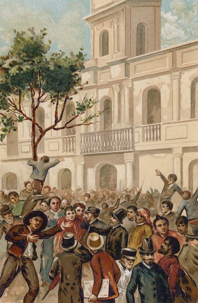 انتفاضة ضد رئيس الأرجنتين خواريز سيلمان ، بوينس آيرس ، 1890 بواسطة المدرسة الاسبانية