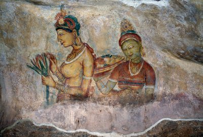 عذارى سيجيريا ، لوحة جدارية ، موقع سيجيريا الأثري (قائمة اليونسكو للتراث العالمي بواسطة المدرسة السريلانكية