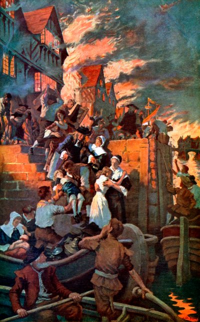 حريق لندن العظيم عام 1666 ، c1920 بواسطة إليزابيث أديلا ستانهوب فوربس