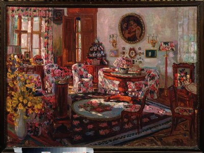 داخل قصر براسوفو. لوحة لستانيسلاف يوليانوفيتش جوكوفسكي (جوكوفسكي) (1873-1944) ، زيت على قماش بواسطة ستانيسلاف جوليانوفيتش جوكوفسكي