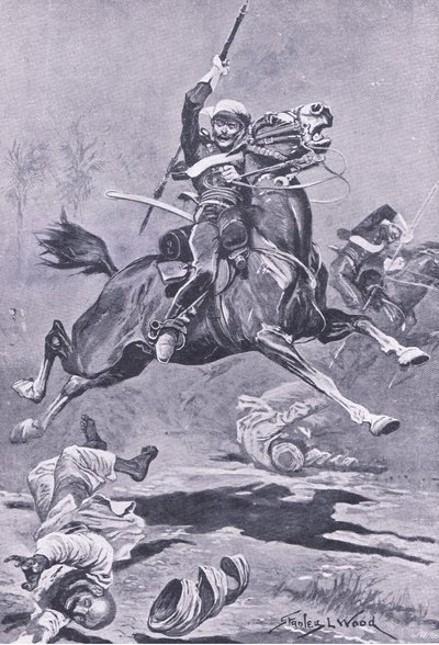 لانسر التاسع في دلهي ، 1857 ، رسم توضيحي من المعارك البريطانية في البر والبحر ، 1915 بواسطة ستانلي ل. وود
