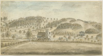 كنيسة كولويتش ومنزل أوكيدج: الرسم بالألوان المائية ، [1762-1802] (رسم) بواسطة ستيبينج شو