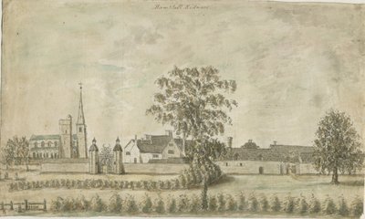 Hamstall Ridware - Church and Manor House: الرسم بالألوان المائية ، [1762-1802] بواسطة ستيبينج شو