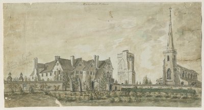 Hamstall Ridware - Church and Manor House: الرسم بالألوان المائية ، [1762-1802] بواسطة ستيبينج شو