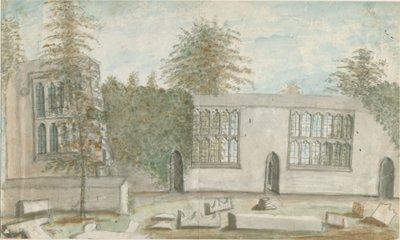 قاعة Tixall: الرسم بالألوان المائية ، بدون تاريخ [1762-1802] بواسطة Stebbing Shaw