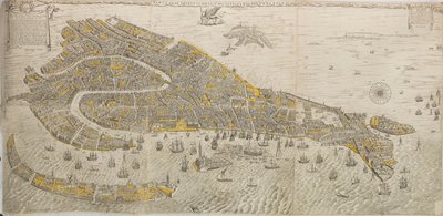 رسم حقيقي وحقيقي للاقتباس المتضمن من Venetia. بانوراما البندقية ، 1676. بواسطة ستيفانو سكولاري