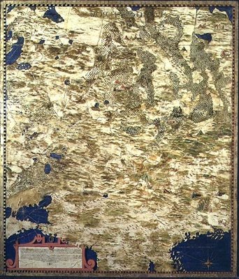 خريطة لروسيا في القرن السادس عشر ، من "Sala delle Carte Geografiche" (قاعة الخرائط الجغرافية) 1575 (زيت على لوح) بواسطة ستيفانو ودانتي إجنازيو بونسينوري