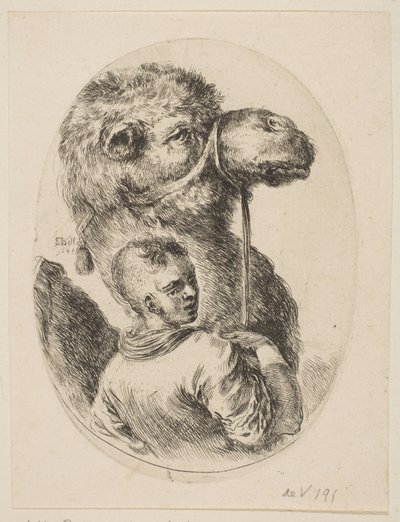 عبدا يحمل جمل من اللجام ، من عدة رؤوس على الطراز الفارسي Plusieurs ... ، 1649. بواسطة ستيفانو ديلا بيلا
