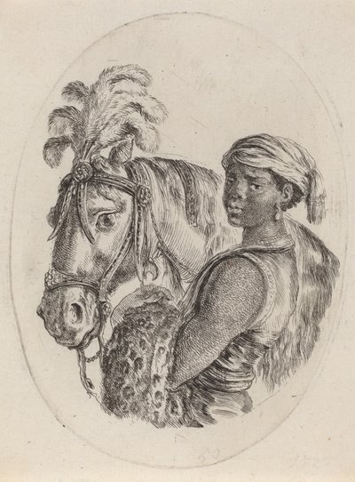 العريس الأسود مع الحصان العربي 16491650. بواسطة ستيفانو ديلا بيلا