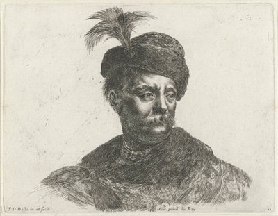 تمثال نصفي لرجل بولندي مع شارب وقبعة ذات عمود مبادئ الرسم (عنوان السلسلة) I Principii del disegno (عنوان المسلسل) بواسطة ستيفانو ديلا بيلا
