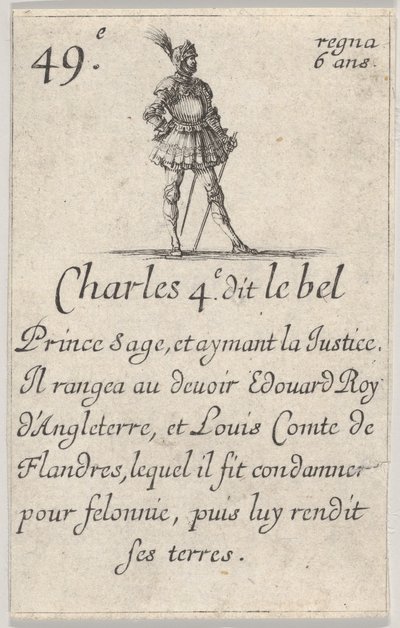^ Charles 4.e-it le bel Prince sage ... ، من Game of the Kings of France Jeu des Rois ... ، 1644. بواسطة ستيفانو ديلا بيلا