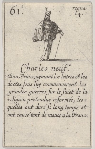 Charles neuf.-e Bon Prince ... ، من Game of the Kings of France Jeu des Rois de France ، 1644. بواسطة ستيفانو ديلا بيلا