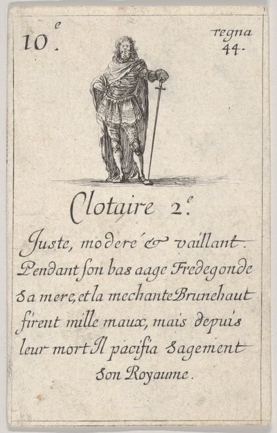 Clotaire 2.-e Juste ، moderé ... ، من Game of the Kings of France Jeu des Rois de Fran ... ، 1644. بواسطة ستيفانو ديلا بيلا