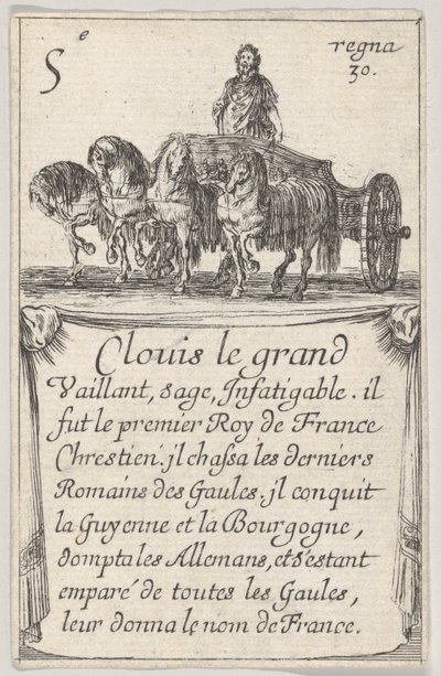 Clovis le grand Vaillant ، حكيم ... ، من Game of the Kings of France Jeu des Rois de F ... ، 1644. بواسطة ستيفانو ديلا بيلا
