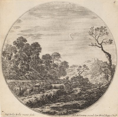 رعي الأبقار في الوادي ، 1646. بواسطة ستيفانو ديلا بيلا