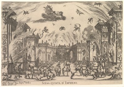 المشهد الخامس ، الجحيم ، من زواج الآلهة Le nozze degli Dei ، 1637. بواسطة ستيفانو ديلا بيلا