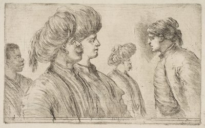 أربعة أتراك ورجل أسود ، كاليفورنيا. 1662. بواسطة ستيفانو ديلا بيلا
